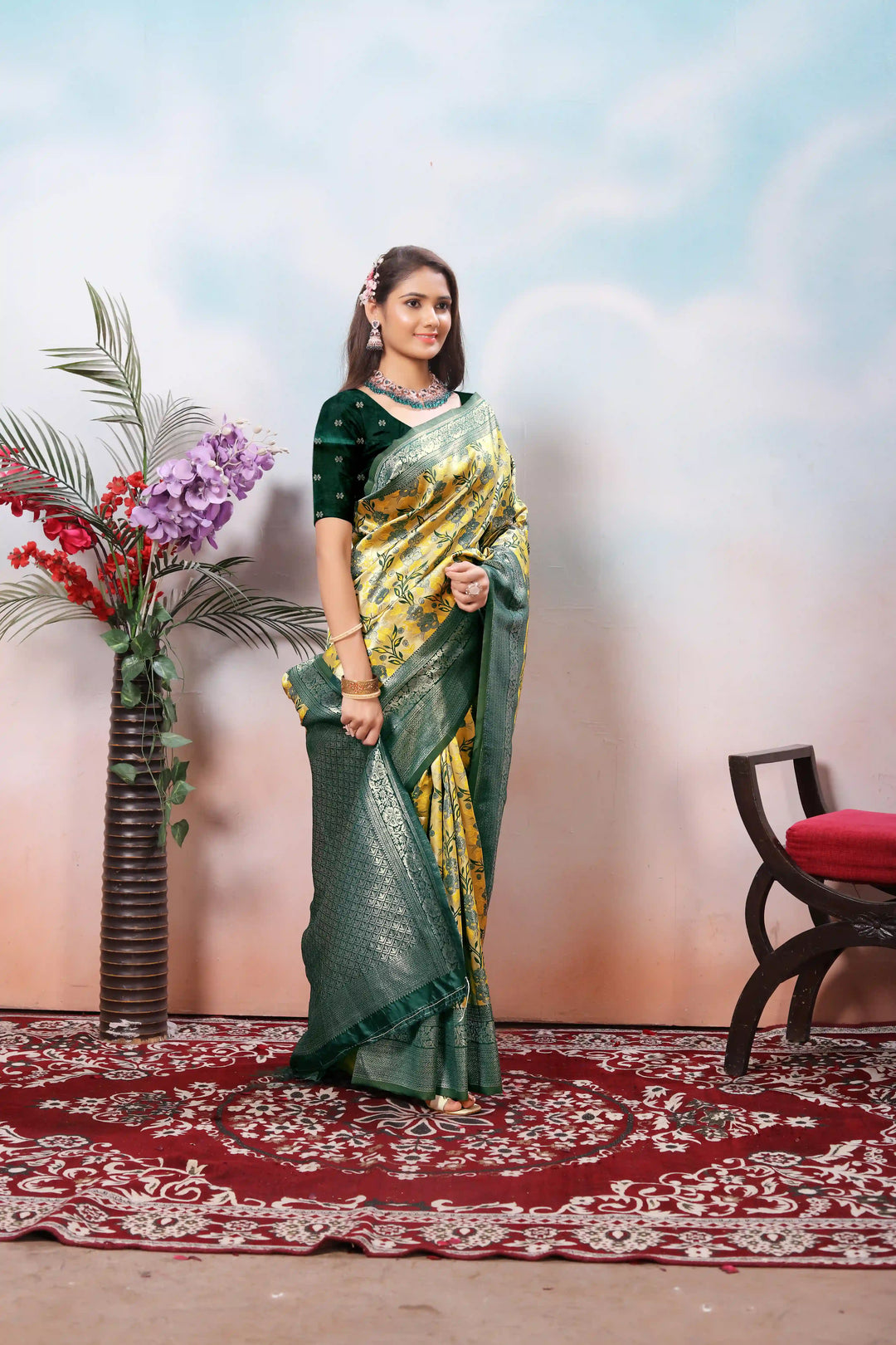 Charming Yellow Soft Silk Saree with Rich Pallu and Weaving