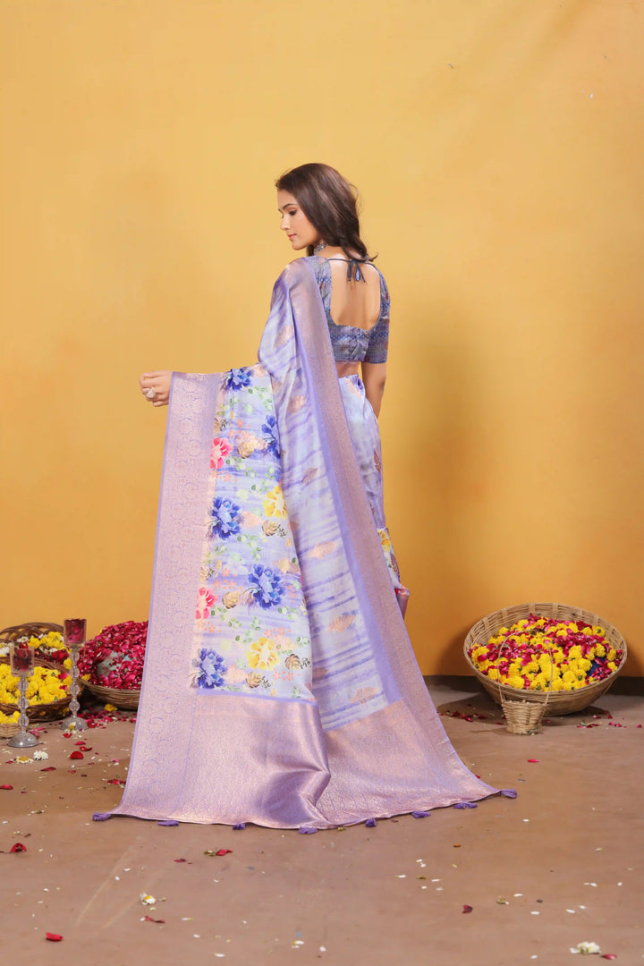 Traditional Soft Silk Saree in Light Lavender with Rich Pallu