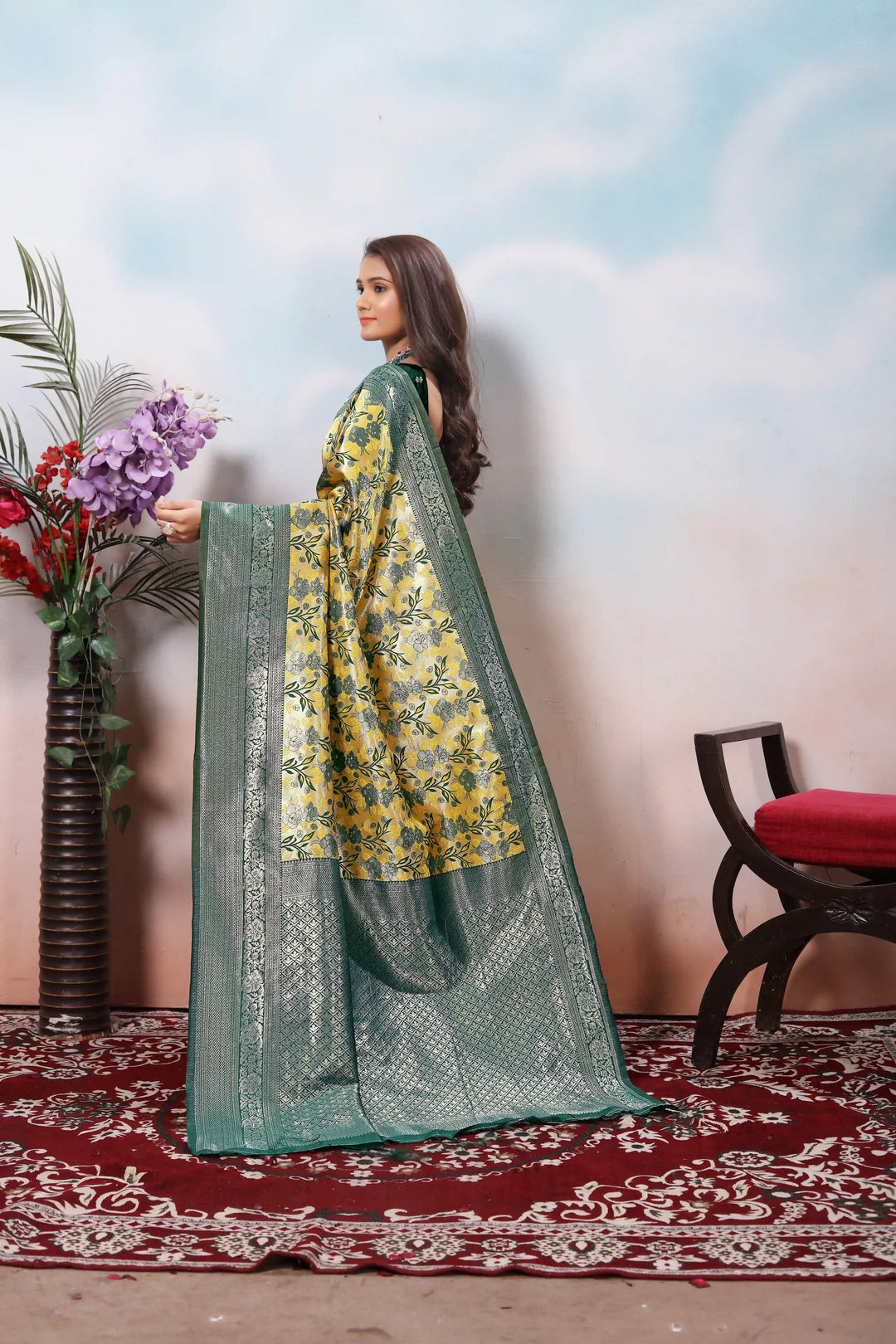 Charming Yellow Soft Silk Saree with Rich Pallu and Weaving