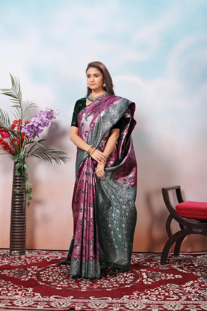 Traditional Dark Pink Soft Silk Saree with Weaving and Rich Pallu