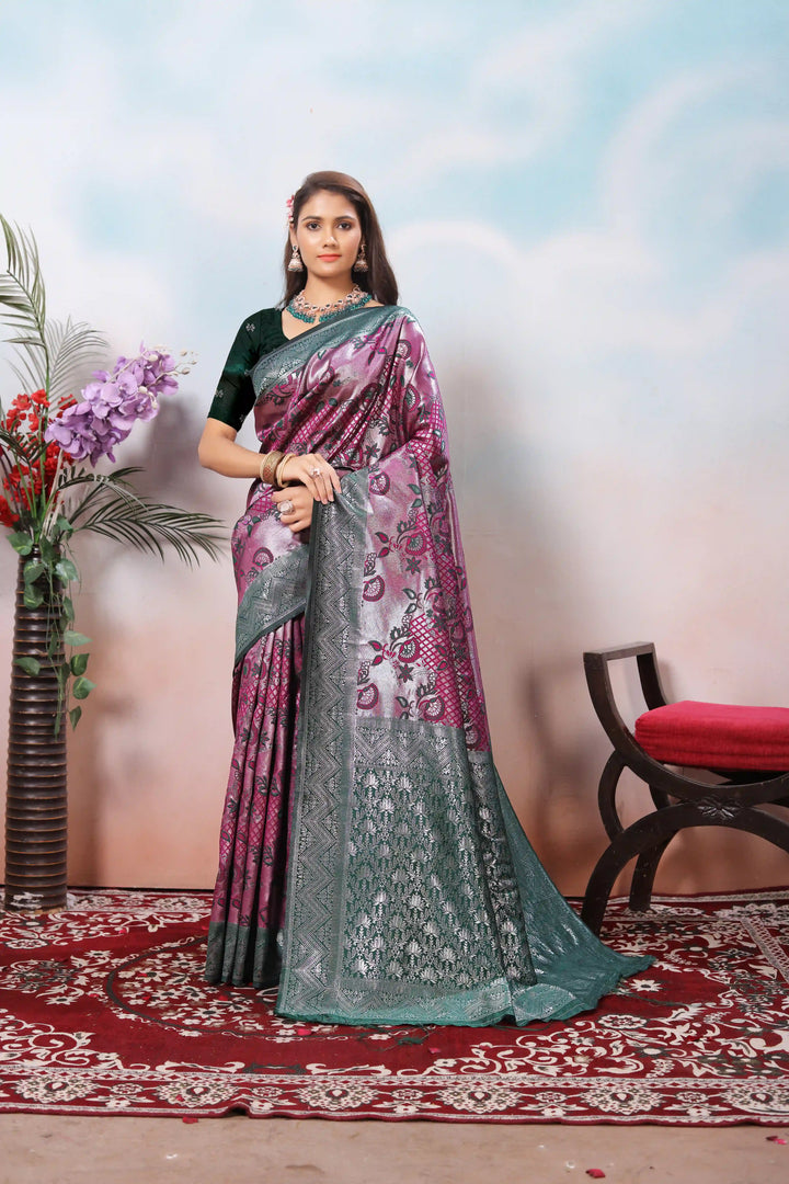 Traditional Dark Pink Soft Silk Saree with Weaving and Rich Pallu