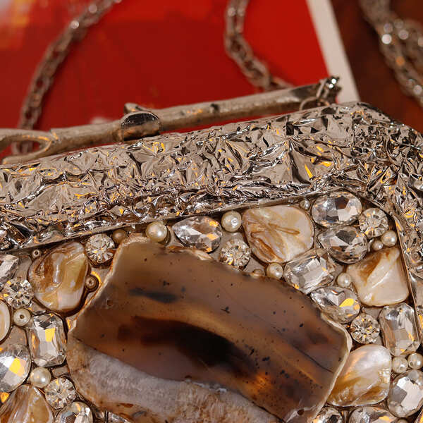 Burj Embellished Agate Stone Clutch | Designer Fashion Statement Bag
