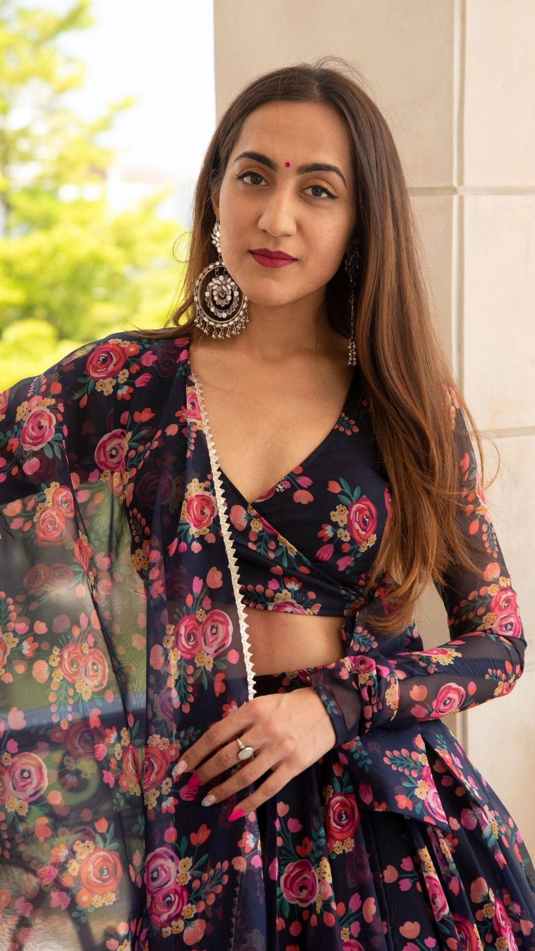 MAJARI BLUE ORGANZA LEHENGA SET - Pomcha Jaipur