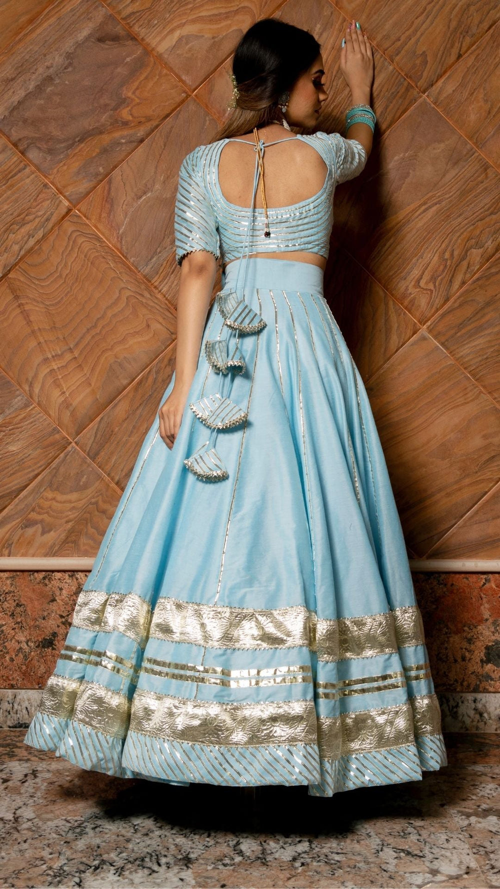 AYESHA BLUE COTTON SILK LEHENGA SET - Pomcha Jaipur . lehanga,dress anarkali,anarkali designer dresses,anarkali suits,lehenga wedding,designer suit anarkali,designer suits anarkali,designer dress anarkali,dupattas,saree collection,saree collections,dress designer,anarkali suits design,anarkali designer suit