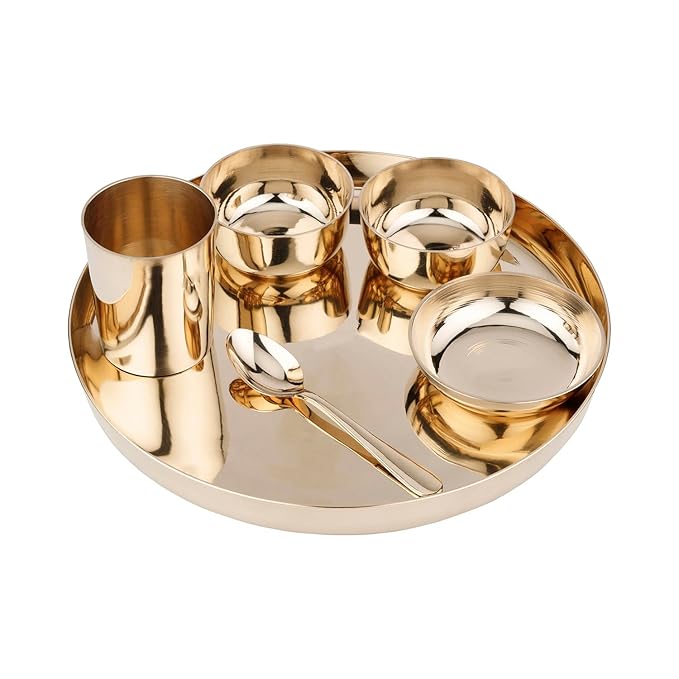 Attro Satvik Kansa Maharaja Ayurvedic 7 PC Dinner Set | Traditional Indian Dining