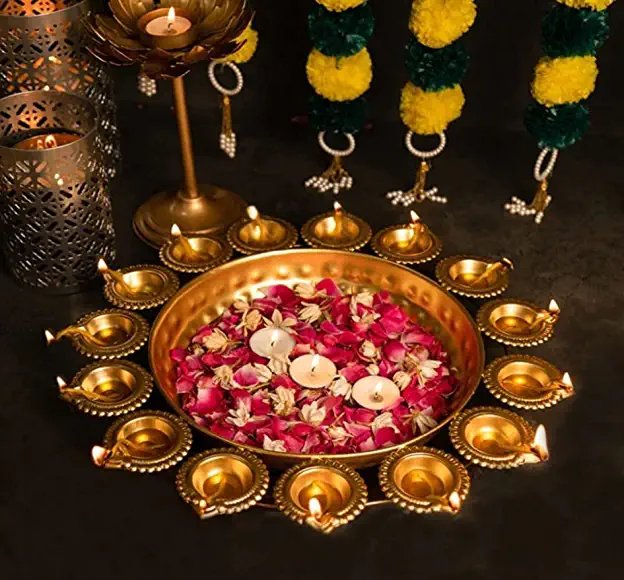 Decorative Diya Urli Set of 3 | Festive Ambience Pooja Items