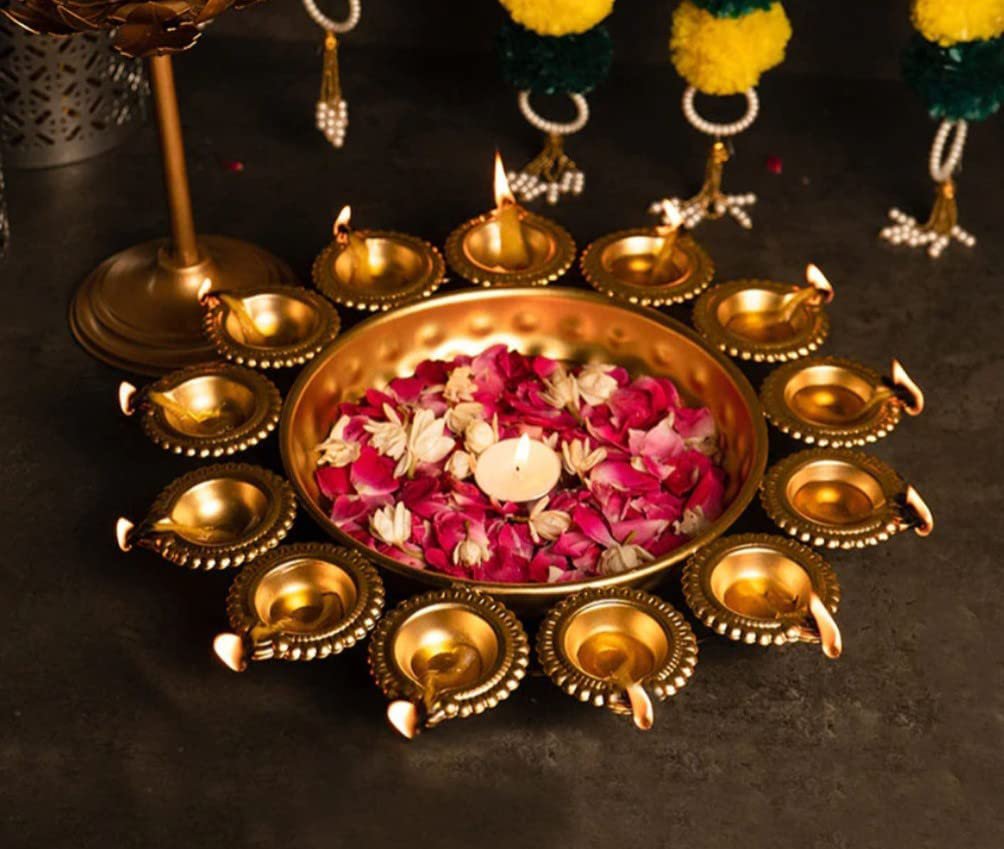 Decorative Diya Urli Set of 3 | Festive Ambience Pooja Items