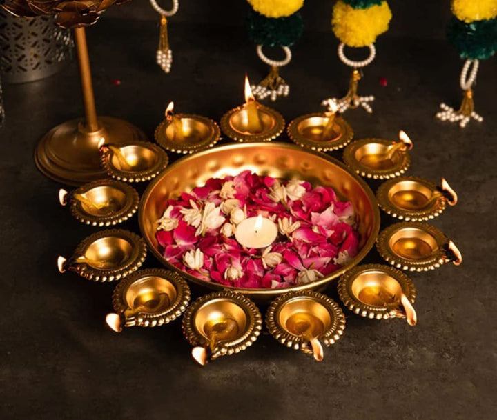Decorative Diya Urli Set of 3 | Festive Ambience Pooja Items