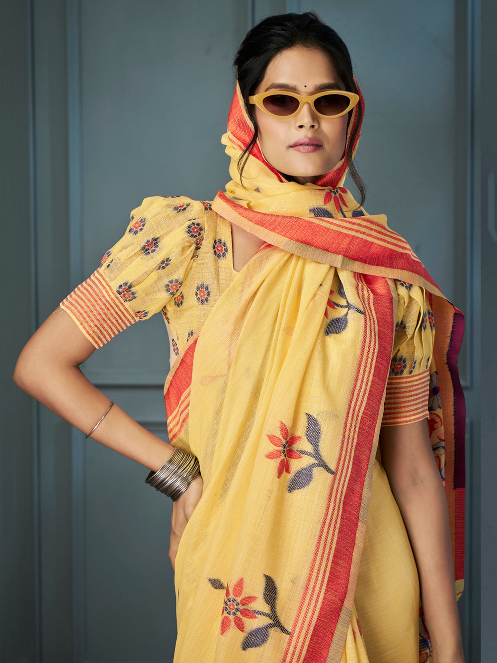 Vibrant color luxurious fabric exclusive attire crafted for elegance and style.