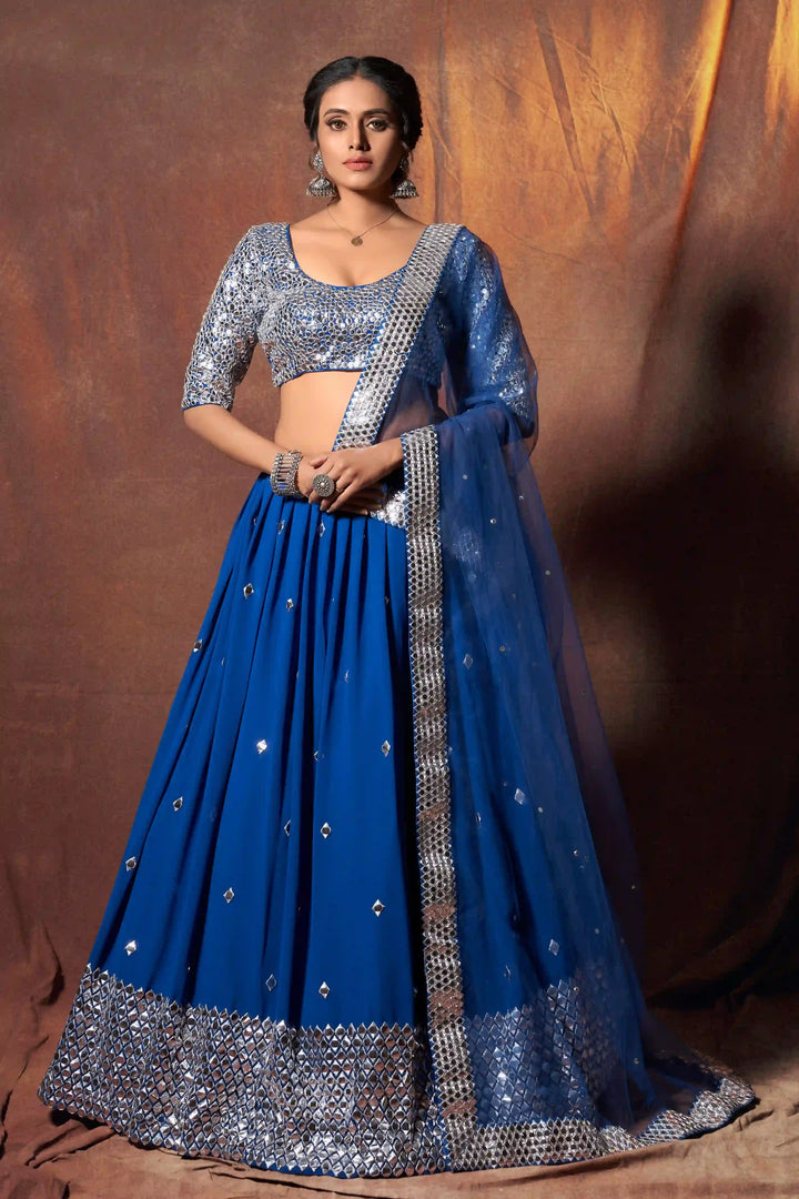 Blue Georgette Bridal Lehenga | Traditional Wedding Lehenga Choli