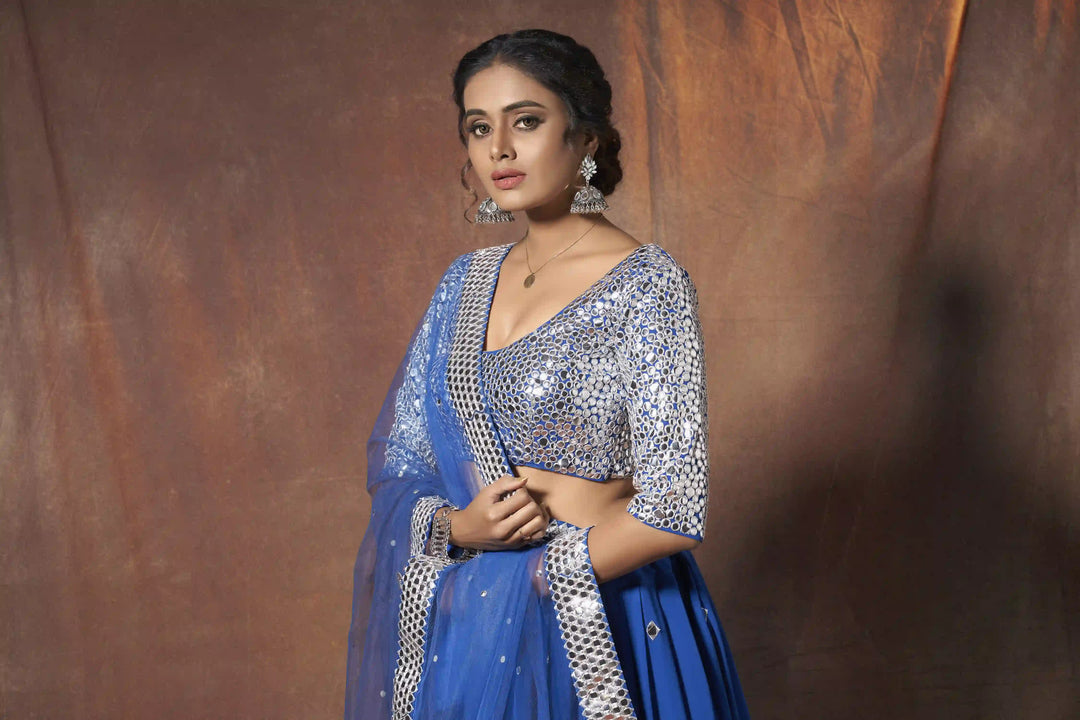Blue Georgette Bridal Lehenga | Traditional Wedding Lehenga Choli