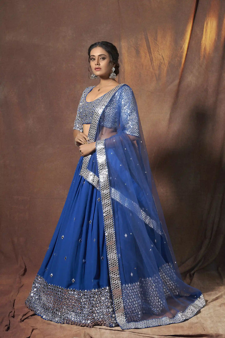 Blue Georgette Bridal Lehenga | Traditional Wedding Lehenga Choli