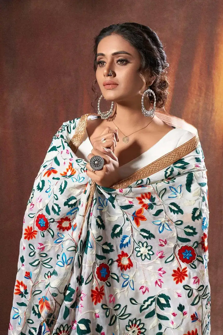 Traditional White Georgette Lehenga for Wedding | Lehenga Choli Set
