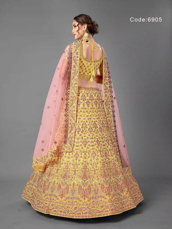 Yellow Georgette Lehenga with Dupatta | Wedding & Festive