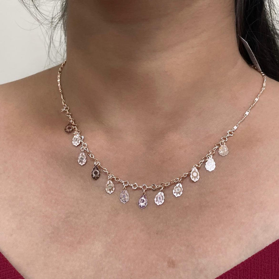 Delicate rose gold necklace, perfect for layering or standalone elegance in daily fashion.