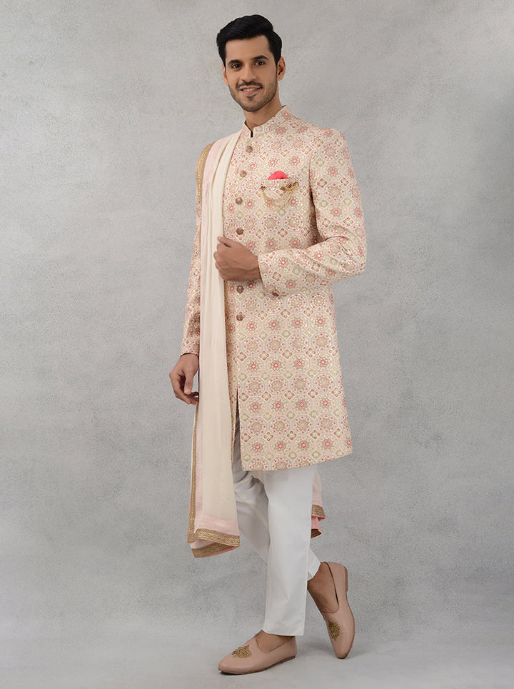 Classic cream indowestern for father at wedding