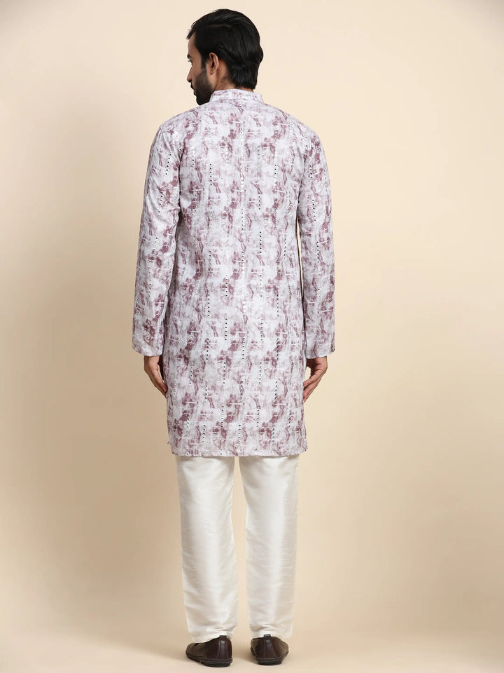 Grey Viscose Rayon Mirror Work Kurta | Perfect for Celebrations & Weddings