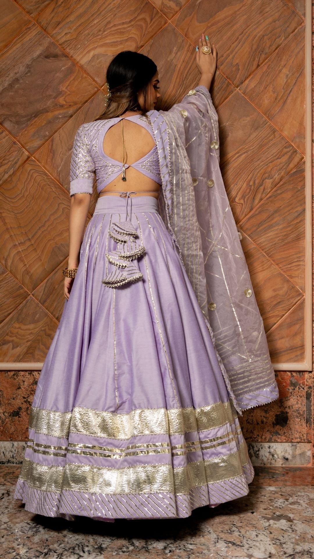 IBADAT LILAC COTTON SILK  LEHENGA SET - Pomcha Jaipur