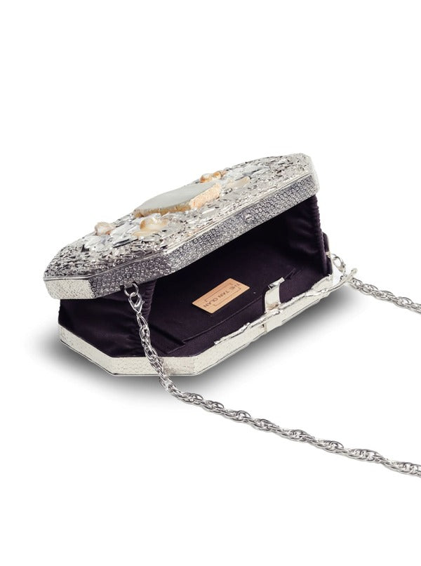 Burj Embellished Agate Stone Clutch | Designer Fashion Statement Bag