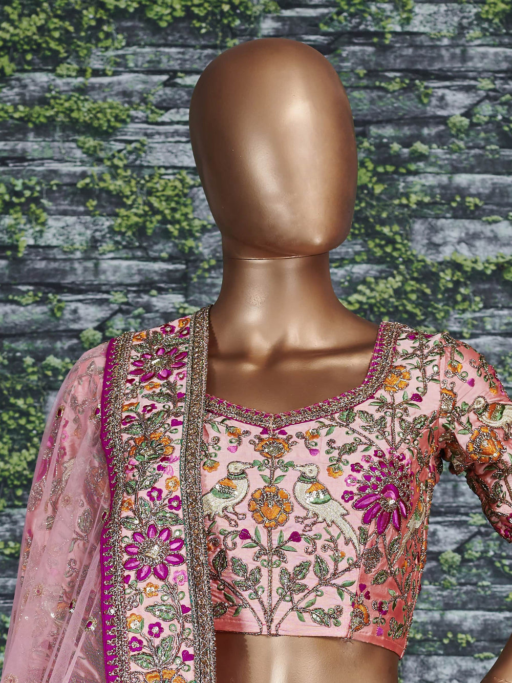 Alluring Peach Embroidered Silk Bridal Lehenga Choli With Dupatta