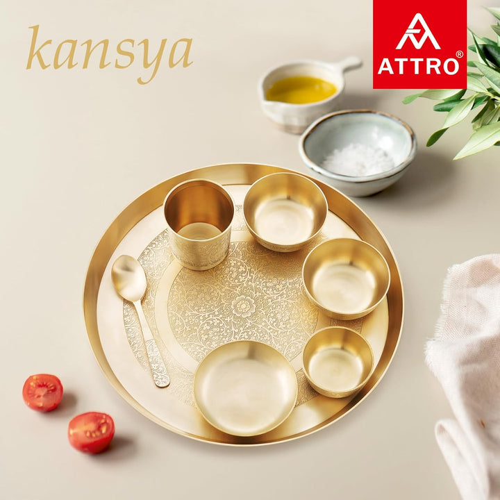 Attro Satvik Kansa Maharaja Set | Ayurvedic Bronze Dining Set