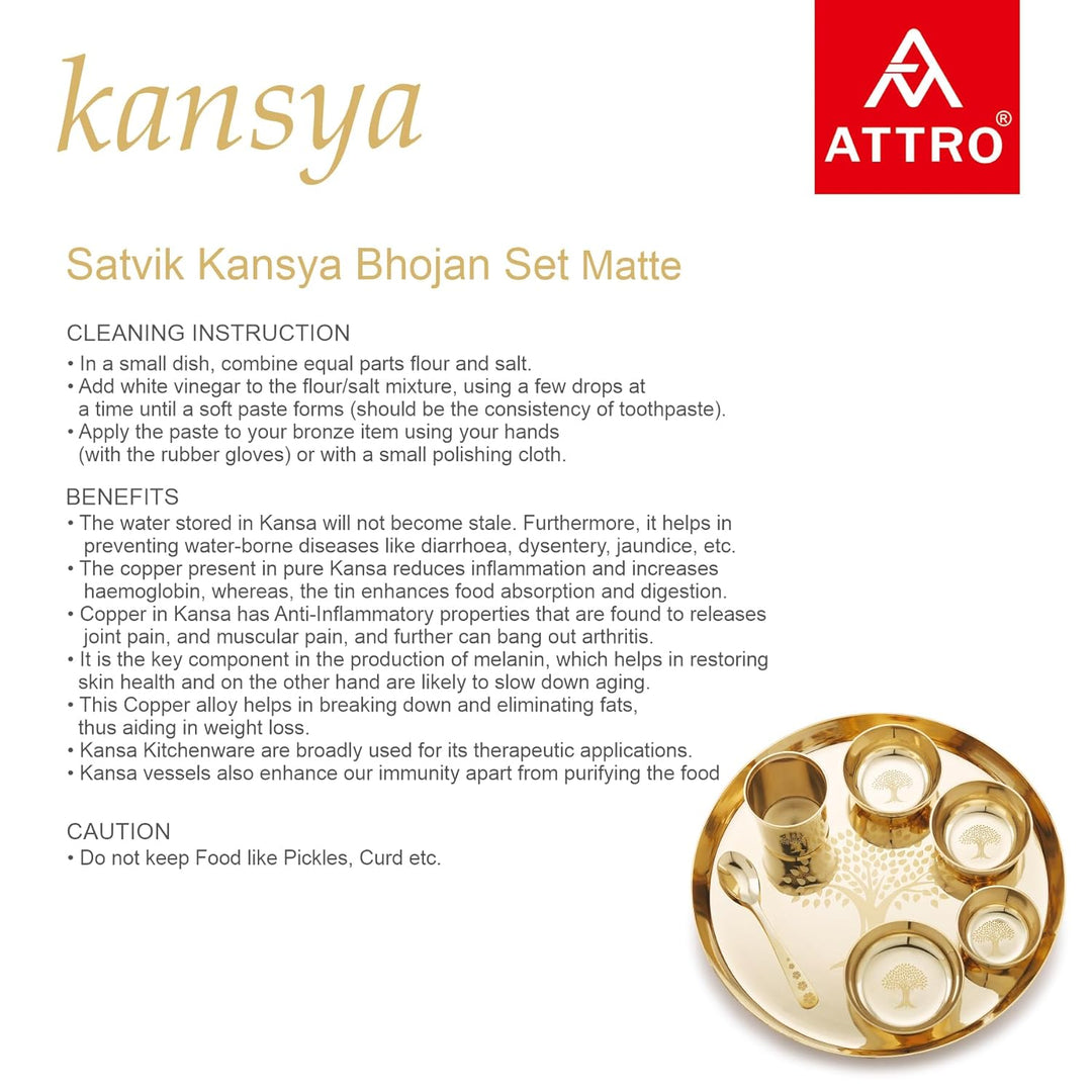 Attro Satvik Kansa Maharaja Set | Ayurvedic Bronze Dining Set