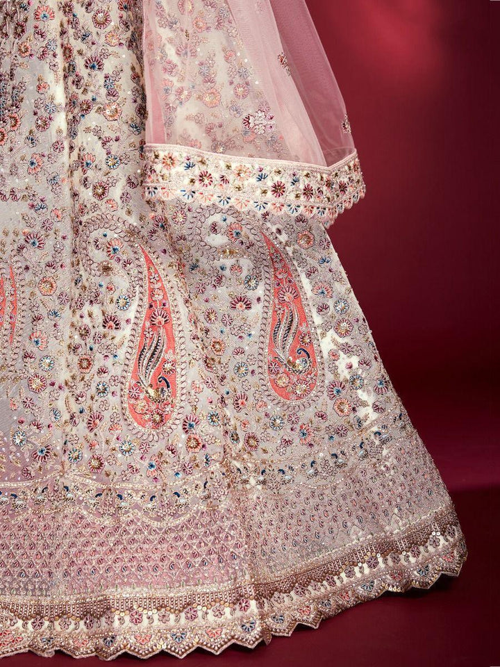 Timeless White Sequins Soft Silk Lehenga | Bridal Wear with Dupatta