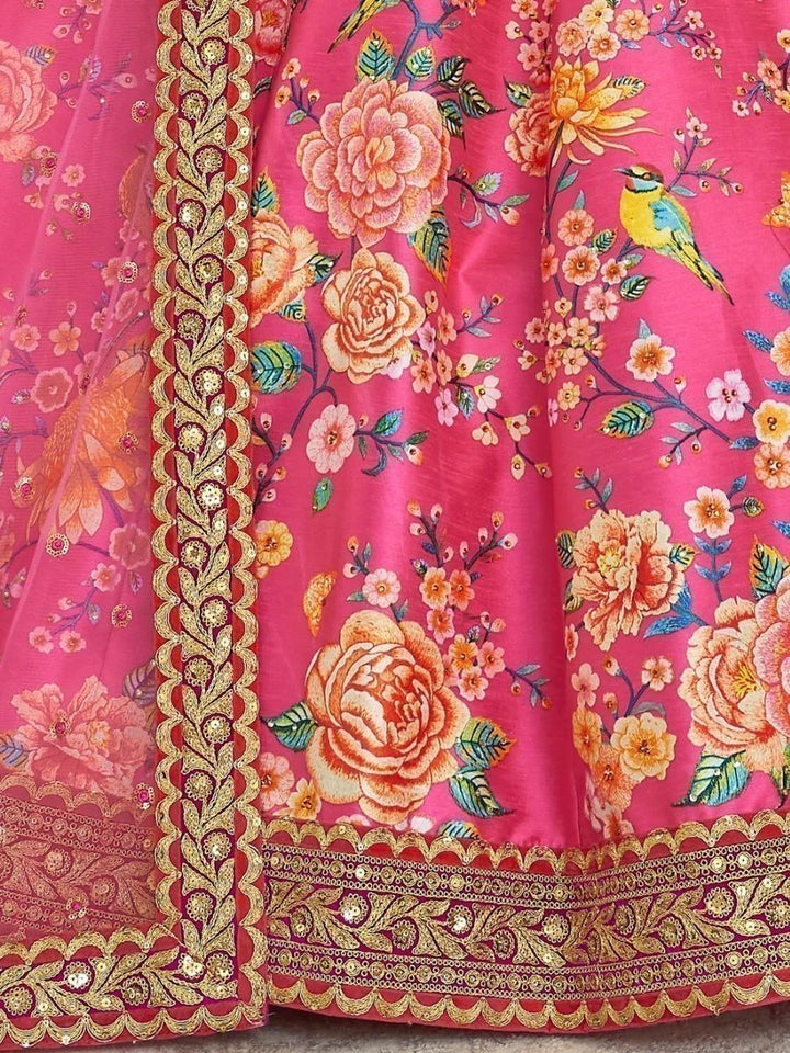 Bridal deep pink lehenga with stonework and sequins for wedding events.