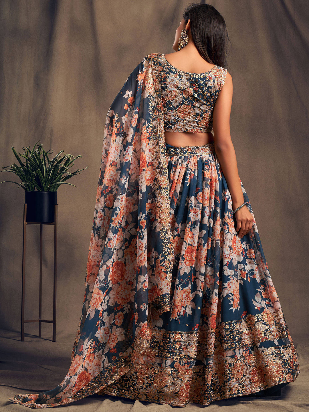 Traditional dove blue lehenga for weddings and festive occasions