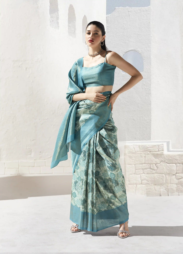 Timeless Art Silk Saree with Beautiful Digital Print & Zari Blouse