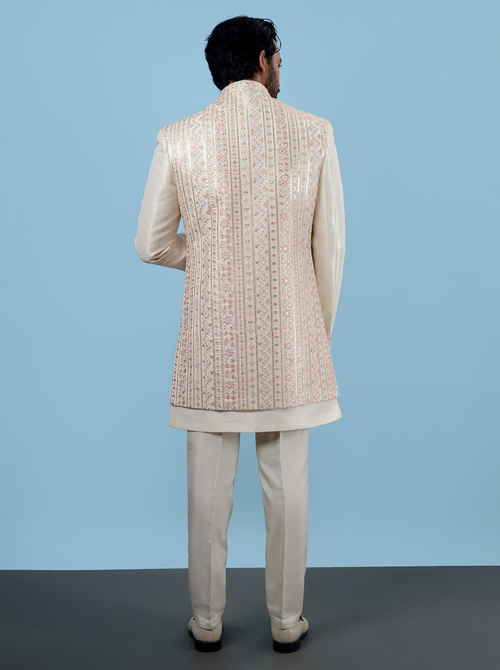 Men’s cream Indowestern, perfect for festive occasions
