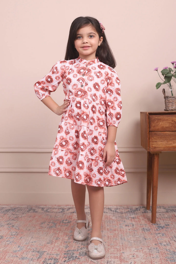 Cute and Cozy: Matching Mommy and Me Orange Printed Tiered Dress Duo