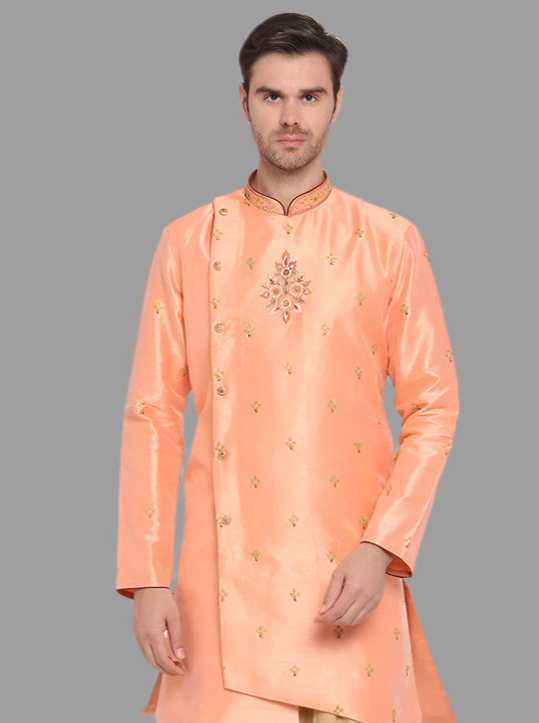 Peach Indo Western Kurta & Dhotti | Trendy Ethnic Wear for Men