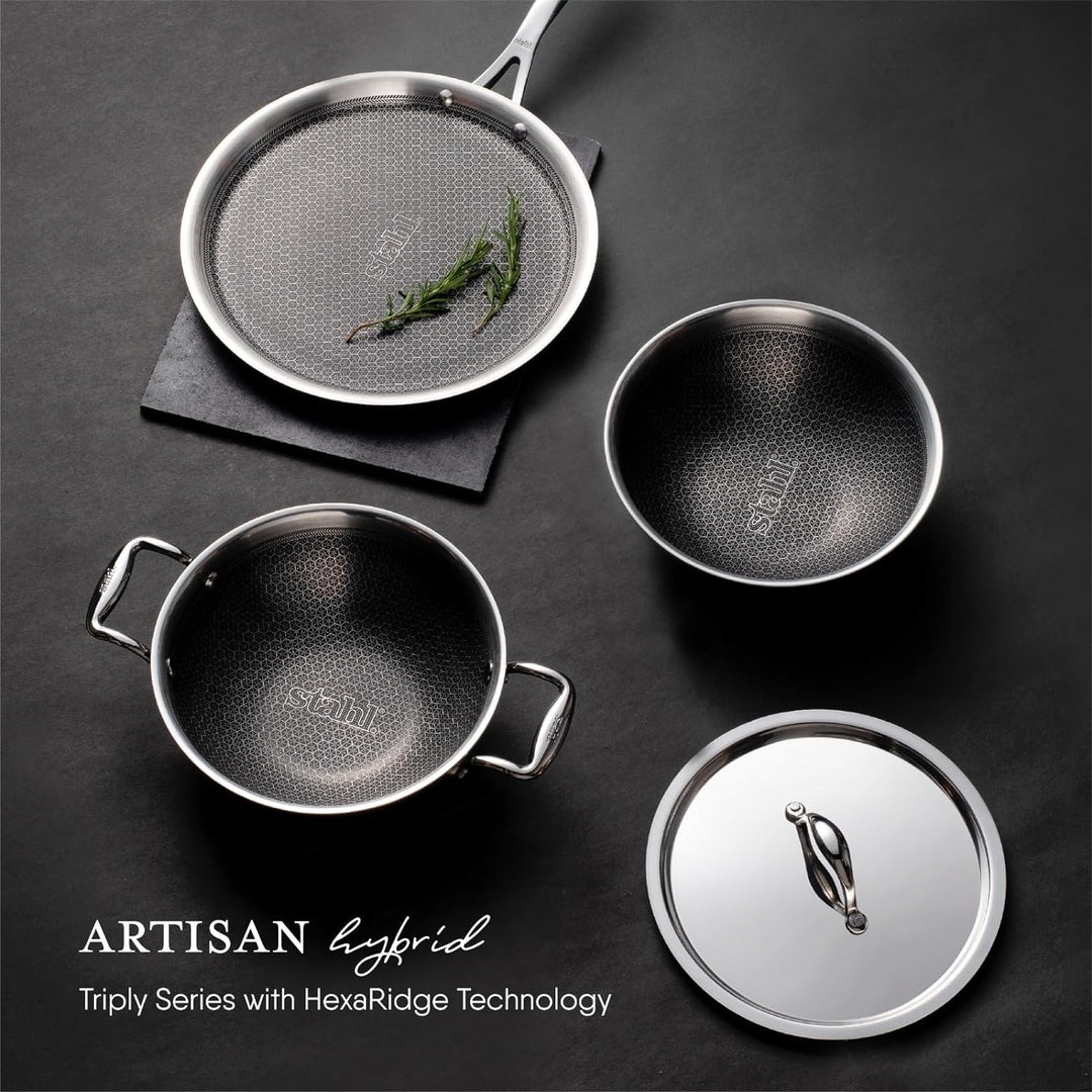 Stahl Artisan Hybrid Triply Kadhai | Induction-Friendly with Spill-Proof Edges