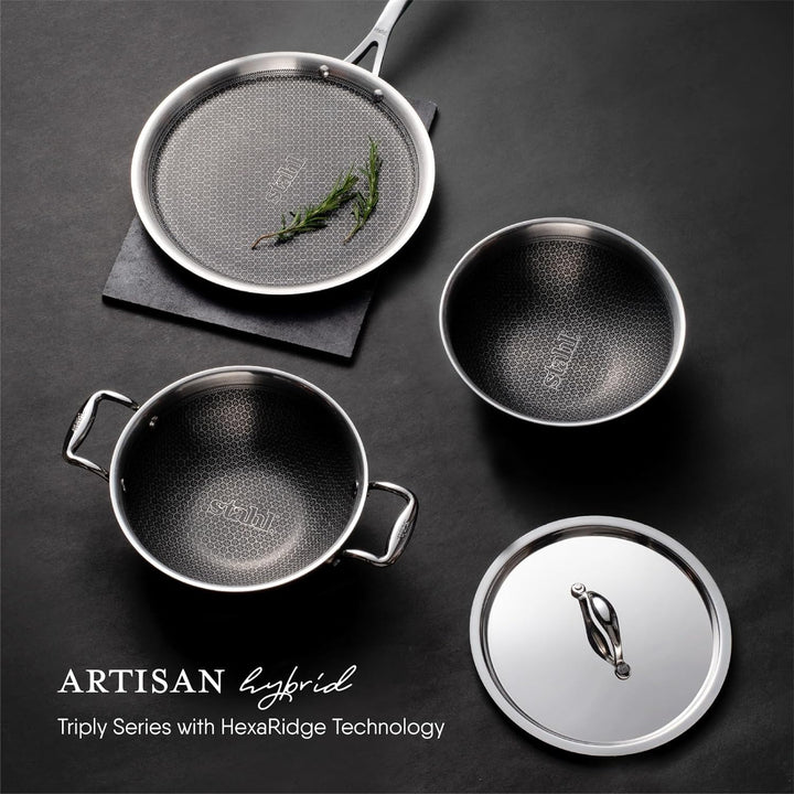 Stahl Artisan Hybrid Triply Kadhai | Induction-Friendly with Spill-Proof Edges