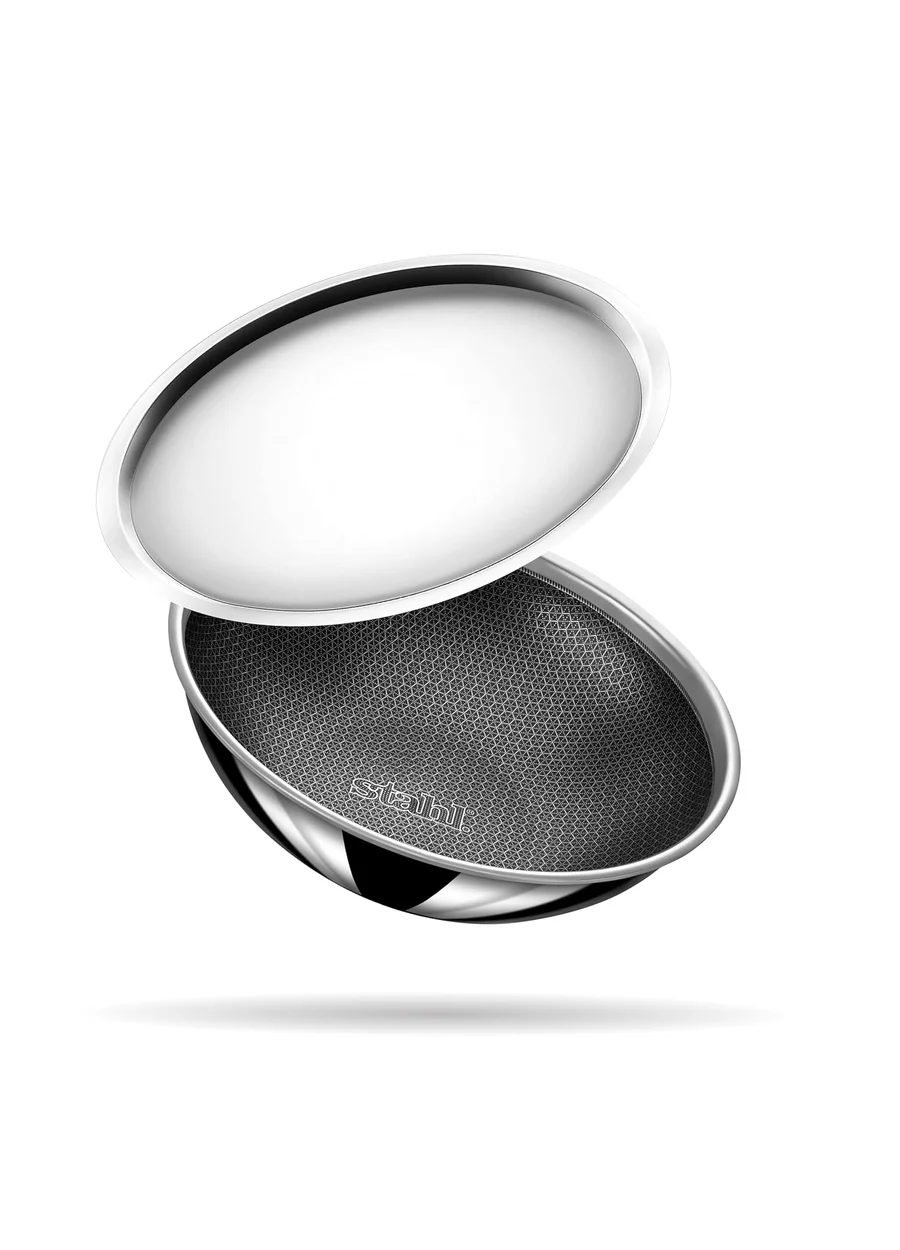 Hybrid Tasla Kadhai | Stahl Artisan Stainless Steel with Flat Lid & Easy-Pour