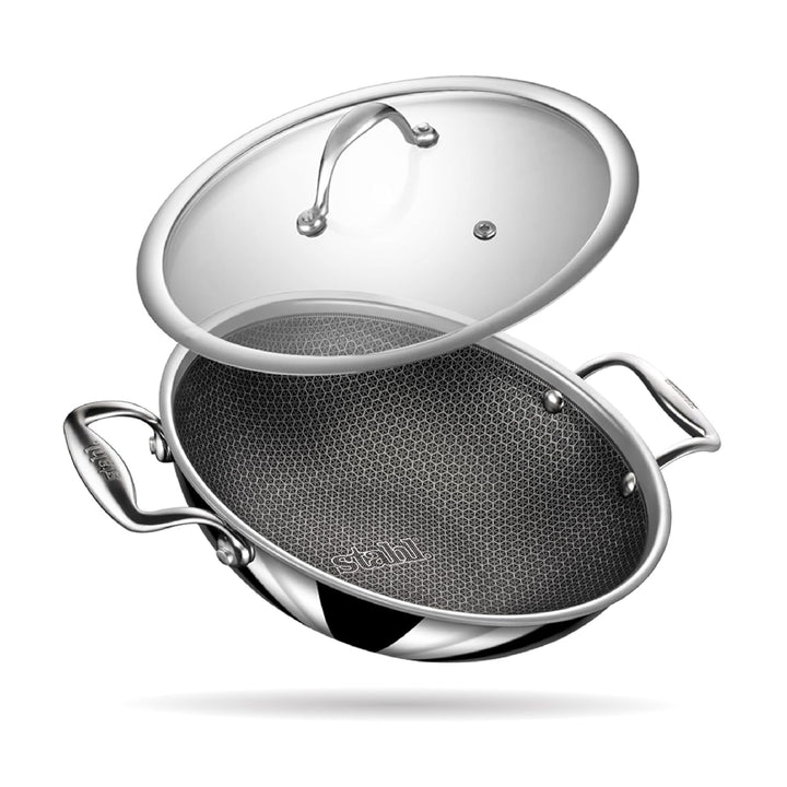 Stahl Artisan Hybrid Triply Kadhai | Induction-Friendly with Spill-Proof Edges