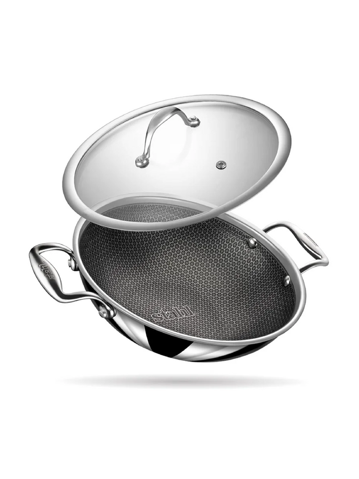 Stahl Artisan Hybrid Triply Kadhai | Induction-Friendly with Spill-Proof Edges
