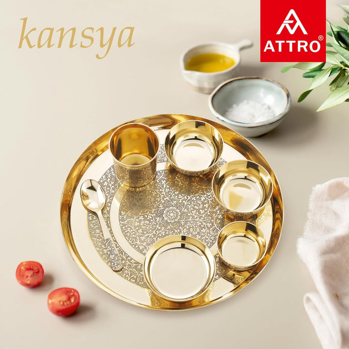 Attro Satvik Kansa Maharaja Set | Ayurvedic Bronze Dining Set