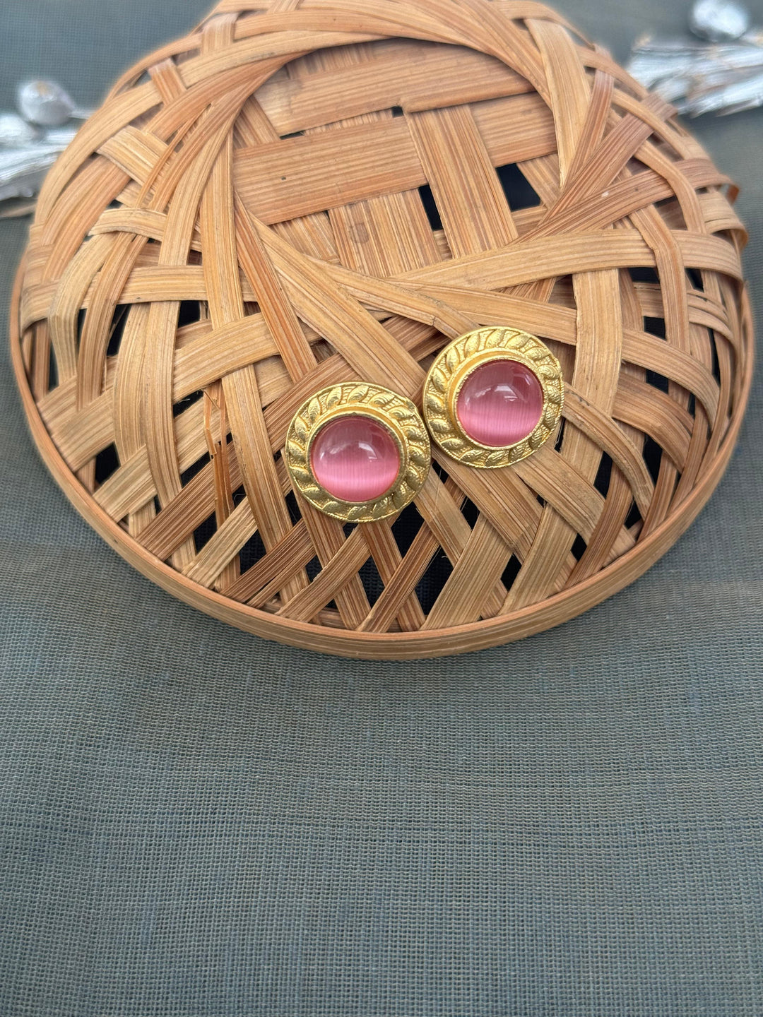 Pink Stone Gold | Matte Stud Earrings Edition