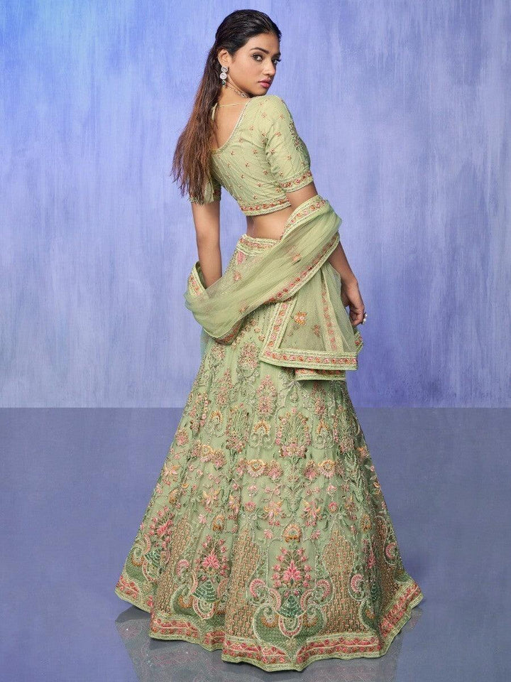 M17 Astonishing Green Lehenga Choli | Intricate Embroidery & Stonework
