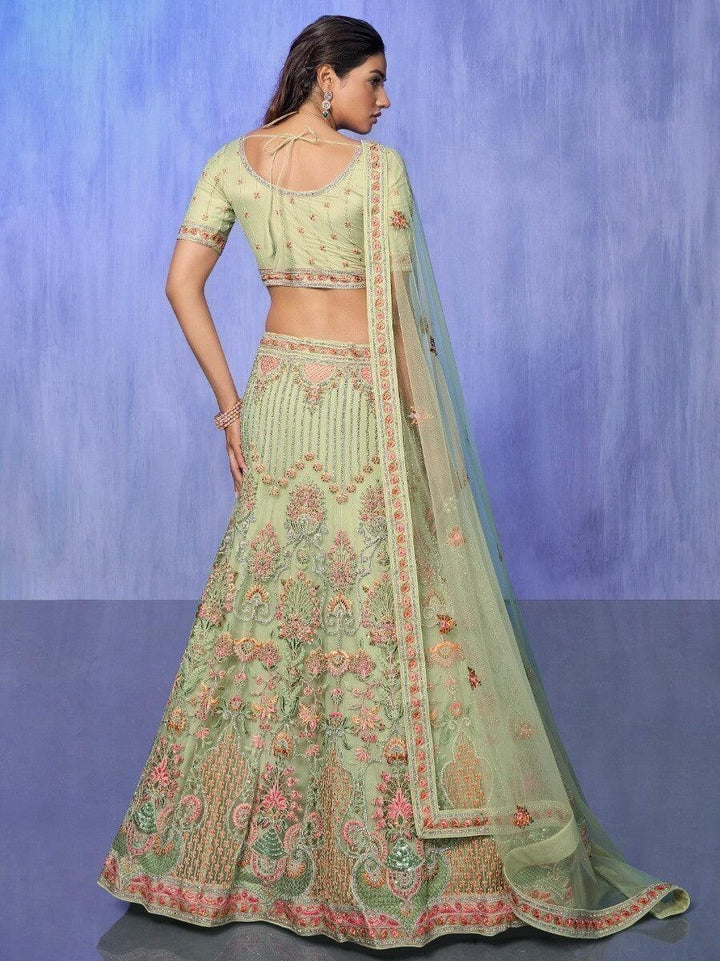 M17 Astonishing Green Lehenga Choli | Intricate Embroidery & Stonework