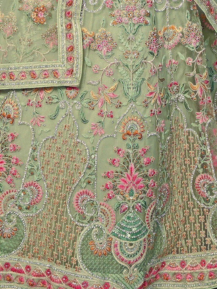 M17 Astonishing Green Lehenga Choli | Intricate Embroidery & Stonework