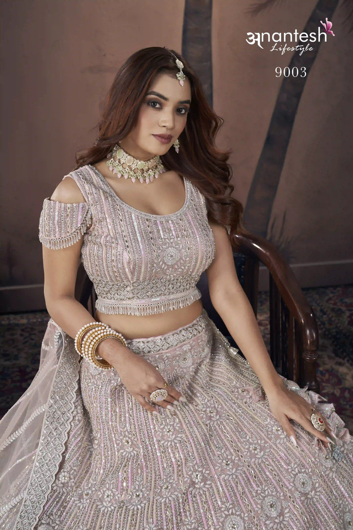 Baby Pink Bridal Handwork Lehenga Choli | Party Wear Georgette Lehenga