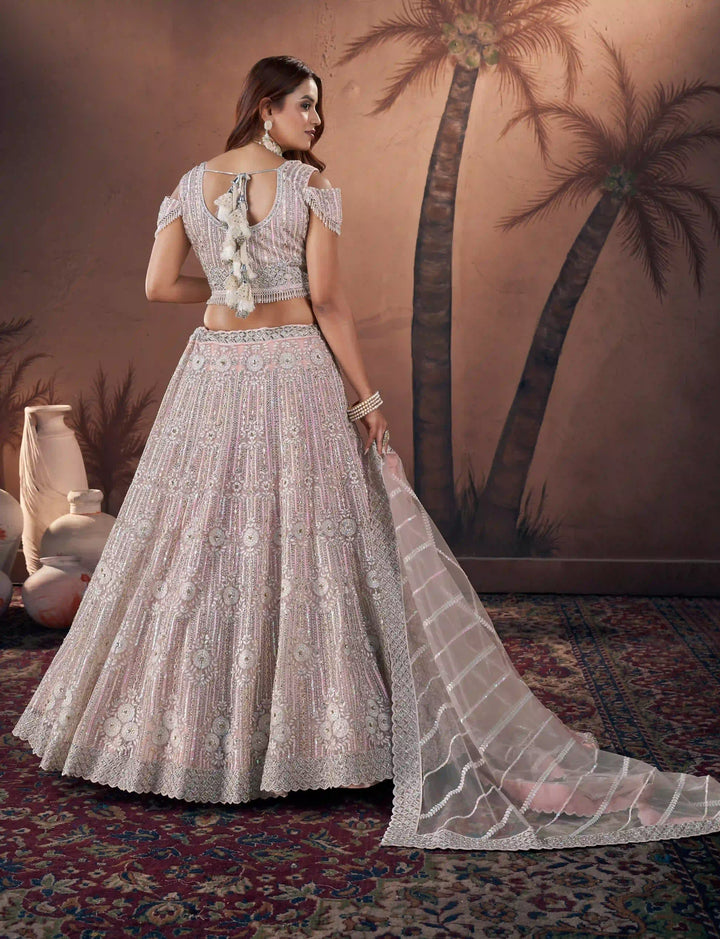 Baby Pink Bridal Handwork Lehenga Choli | Party Wear Georgette Lehenga