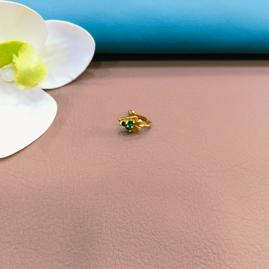 "Trendy silver nose ring featuring floral motifs, perfect for festive celebrations."
