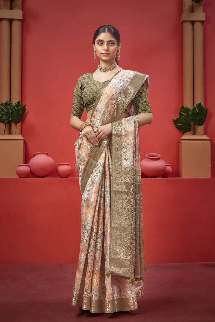 Opulent Soft Silk Saree with Jacquard Fabric and Zari Detail