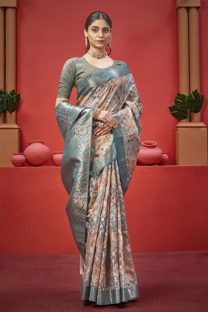 Opulent Soft Silk Saree with Jacquard Fabric and Zari Detail