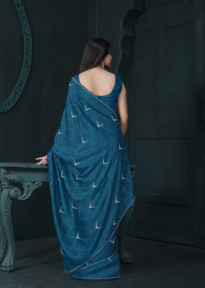 Shine in Crepe Silk Saree with Zarkan & Diamond Detailing