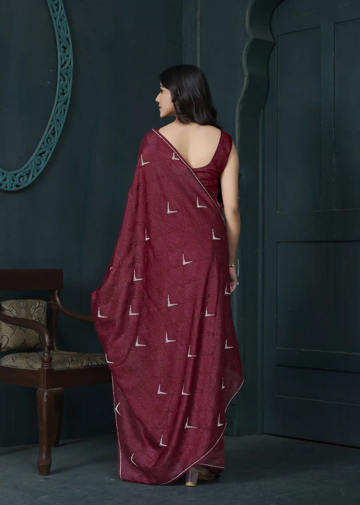 Shine in Crepe Silk Saree with Zarkan & Diamond Detailing